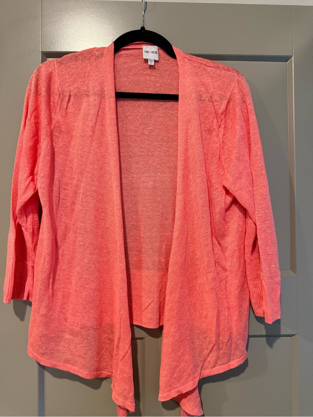 NIC+ZOE Coral Open-Front Draped Cardigan